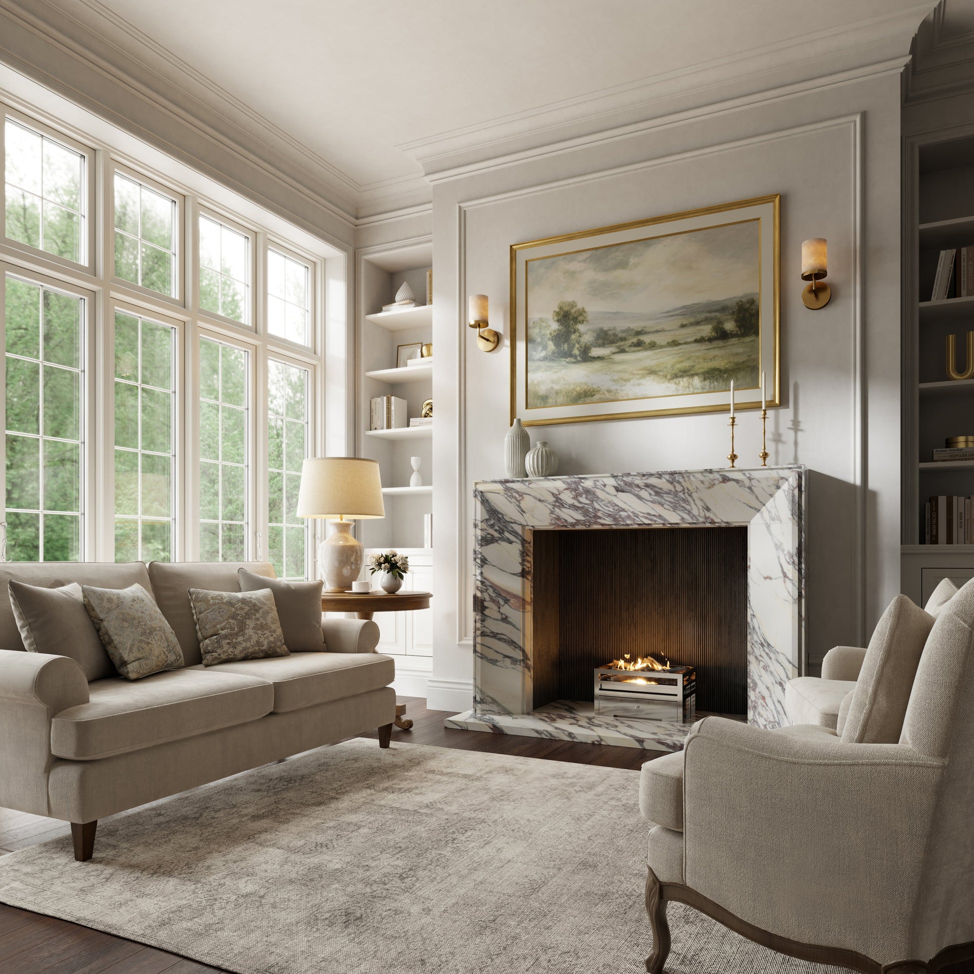 Reve Calacatta Viola Honed Marble Fireplace 1600mm