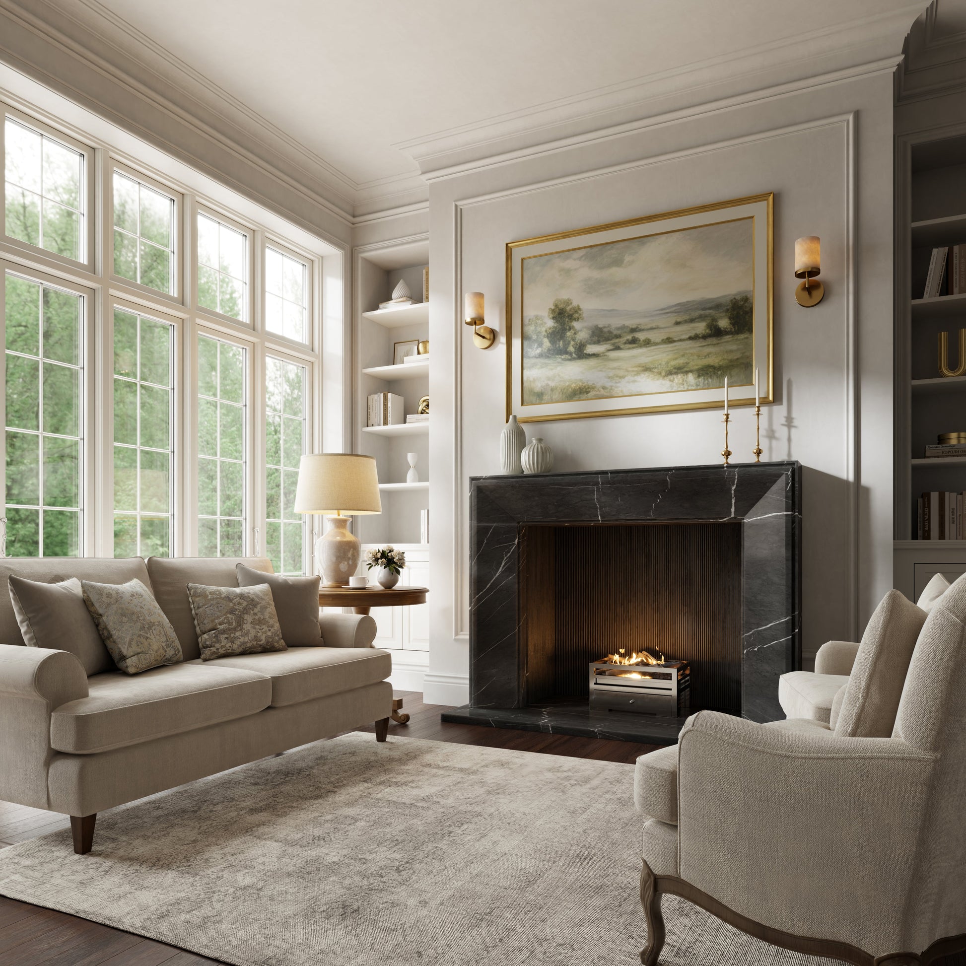 Reve Pietra Grey Honed Marble Fireplace 1600mm