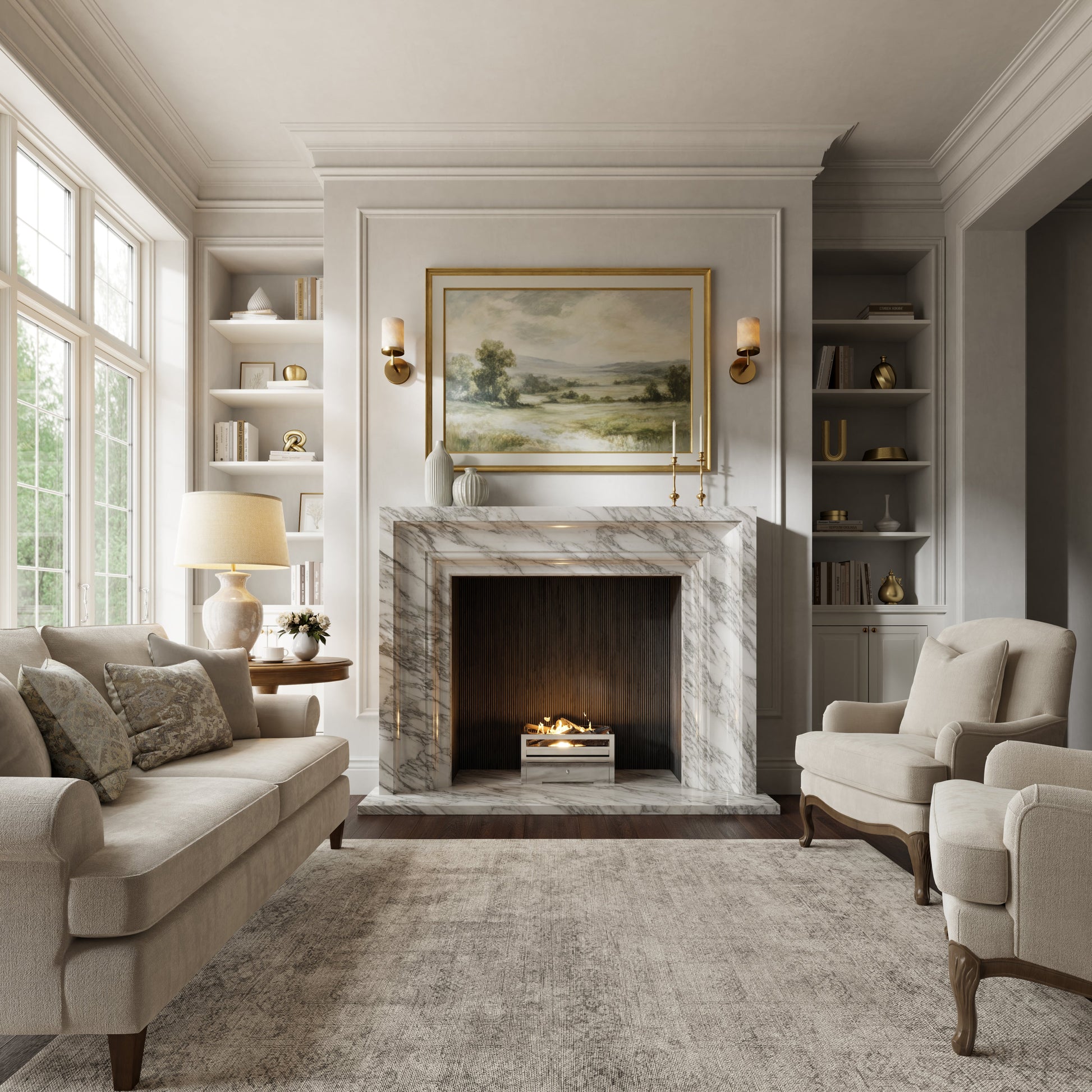 Valois Arabescato Honed Marble Fireplace 1700mm