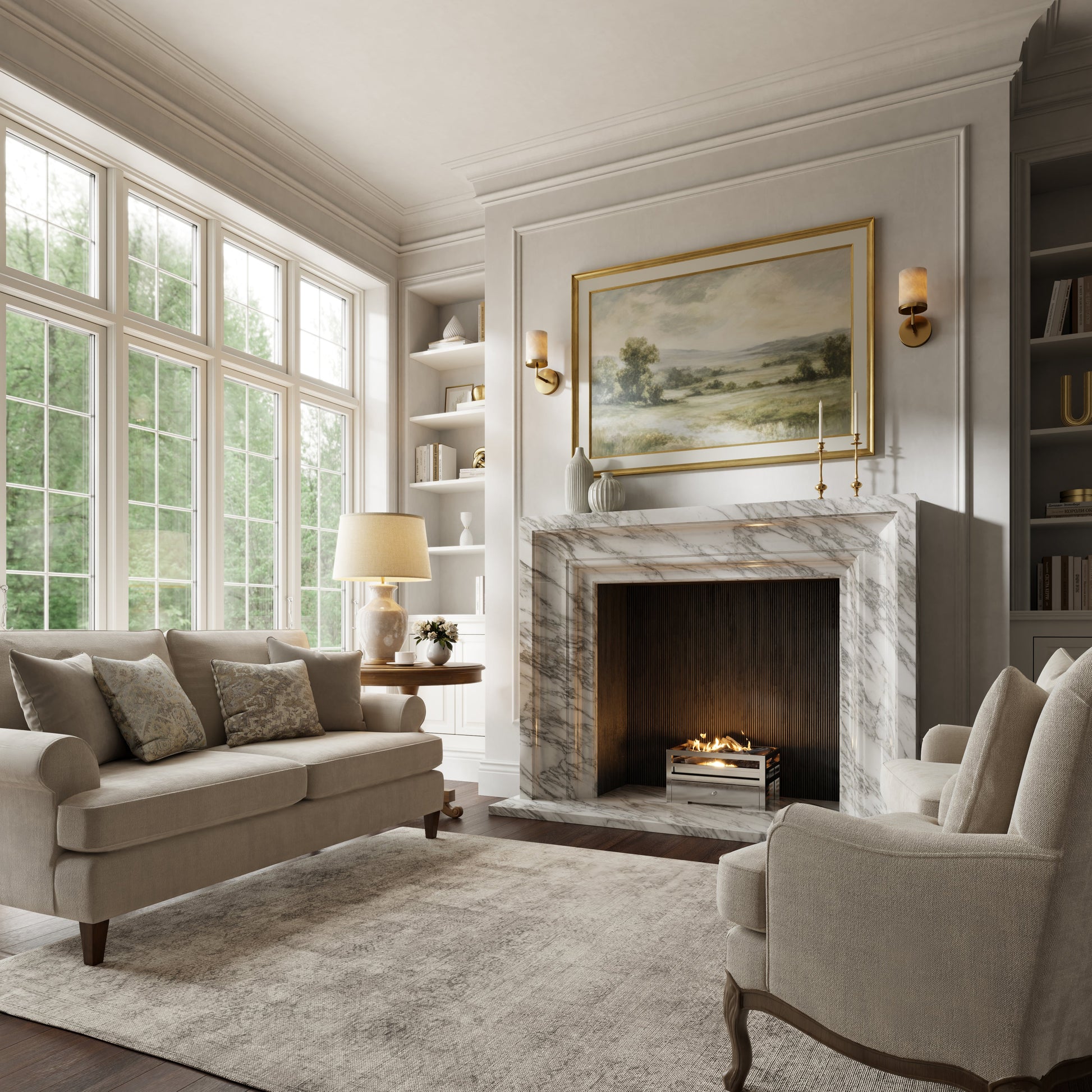 Valois Arabescato Honed Marble Fireplace 1700mm