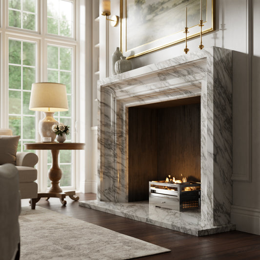 Valois Arabescato Honed Marble Fireplace 1700mm