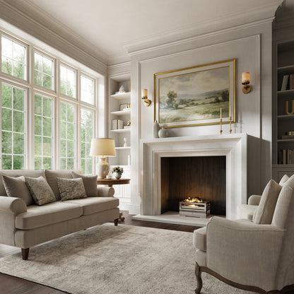 Valois Beige Limestone Honed Marble Fireplace 1700mm