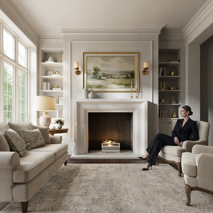 Valois Beige Limestone Honed Marble Fireplace 1700mm