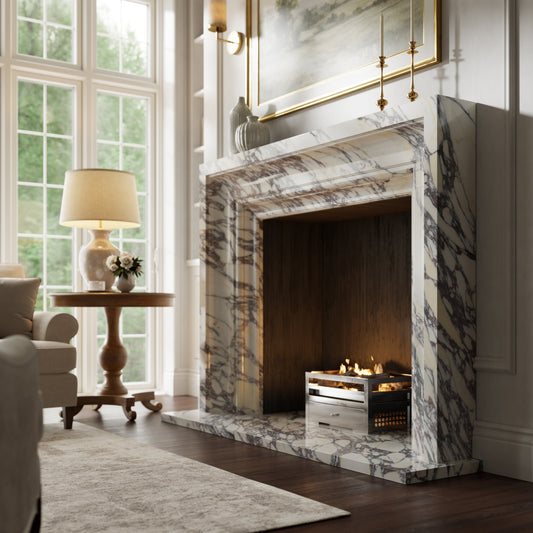 Valois Calacatta Viola Honed Marble Fireplace 1700mm