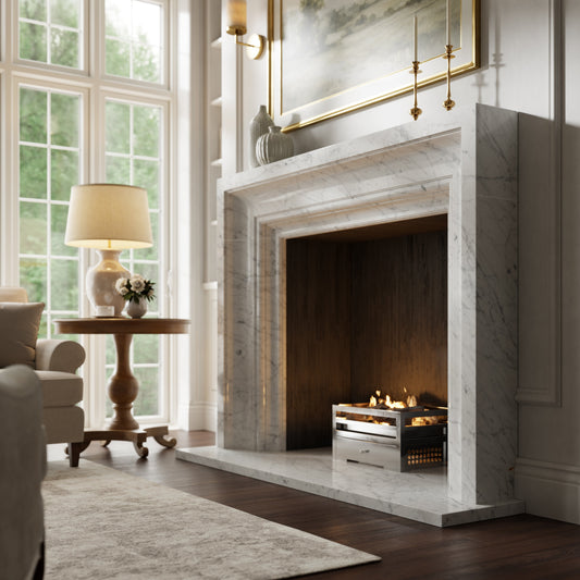 Valois Carrara Honed Marble Fireplace 1700mm