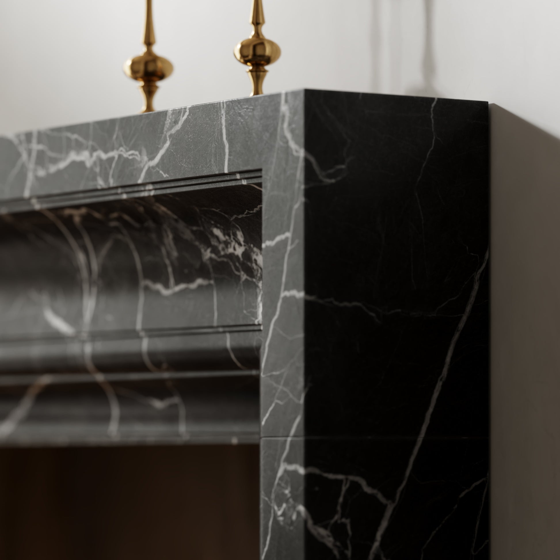 Valois Nero Marquina Honed Marble Fireplace 1700mm