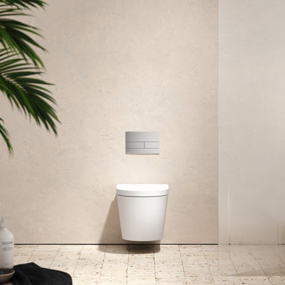 Senza Wall Hung Rimless Toilet with Concealed Cistern Frame and Square Flush Plate