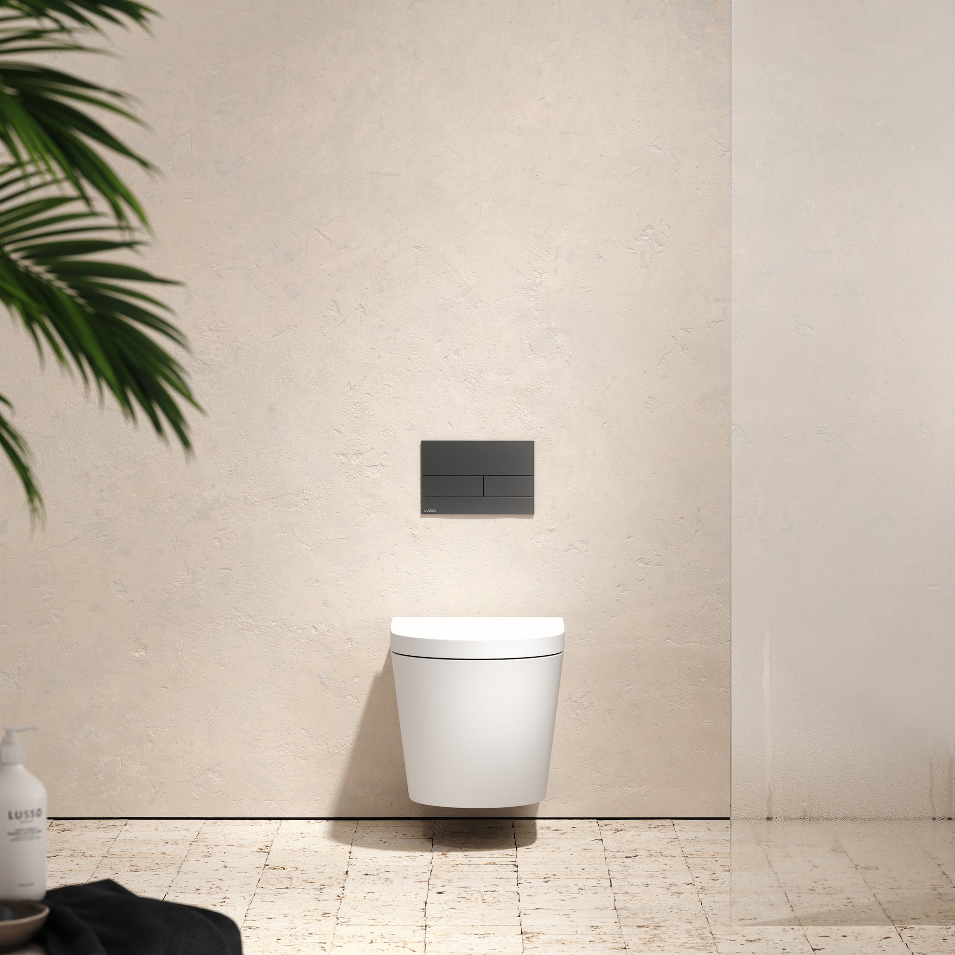 Senza Wall Hung Rimless Toilet with Concealed Cistern Frame and Square Flush Plate