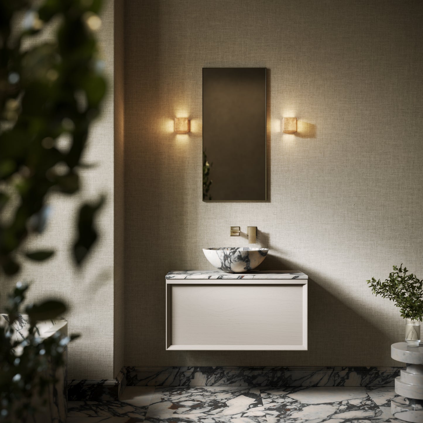 Italia Calacatta Viola Marble Countertop Basin 400mm