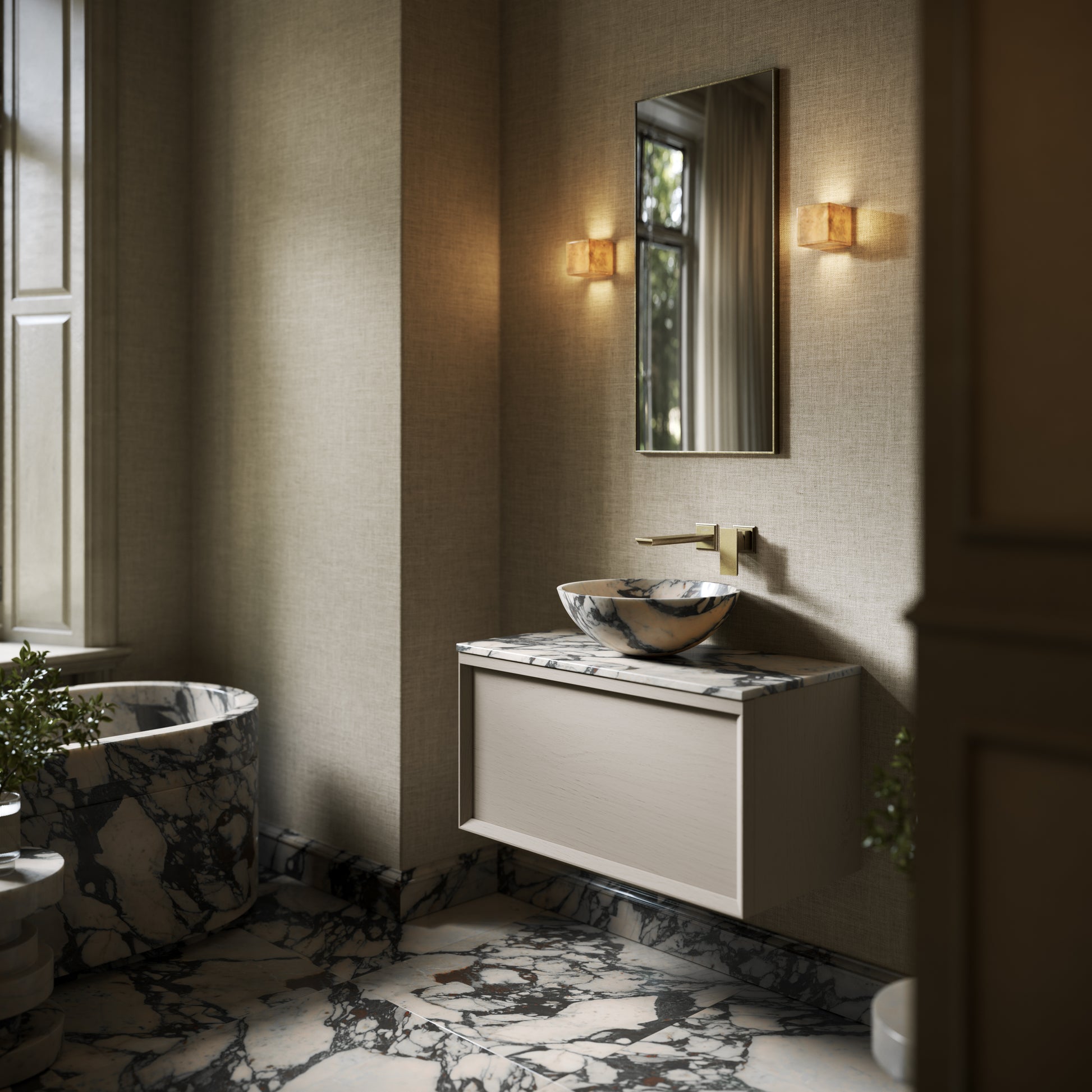 Italia Calacatta Viola Marble Countertop Basin 400mm