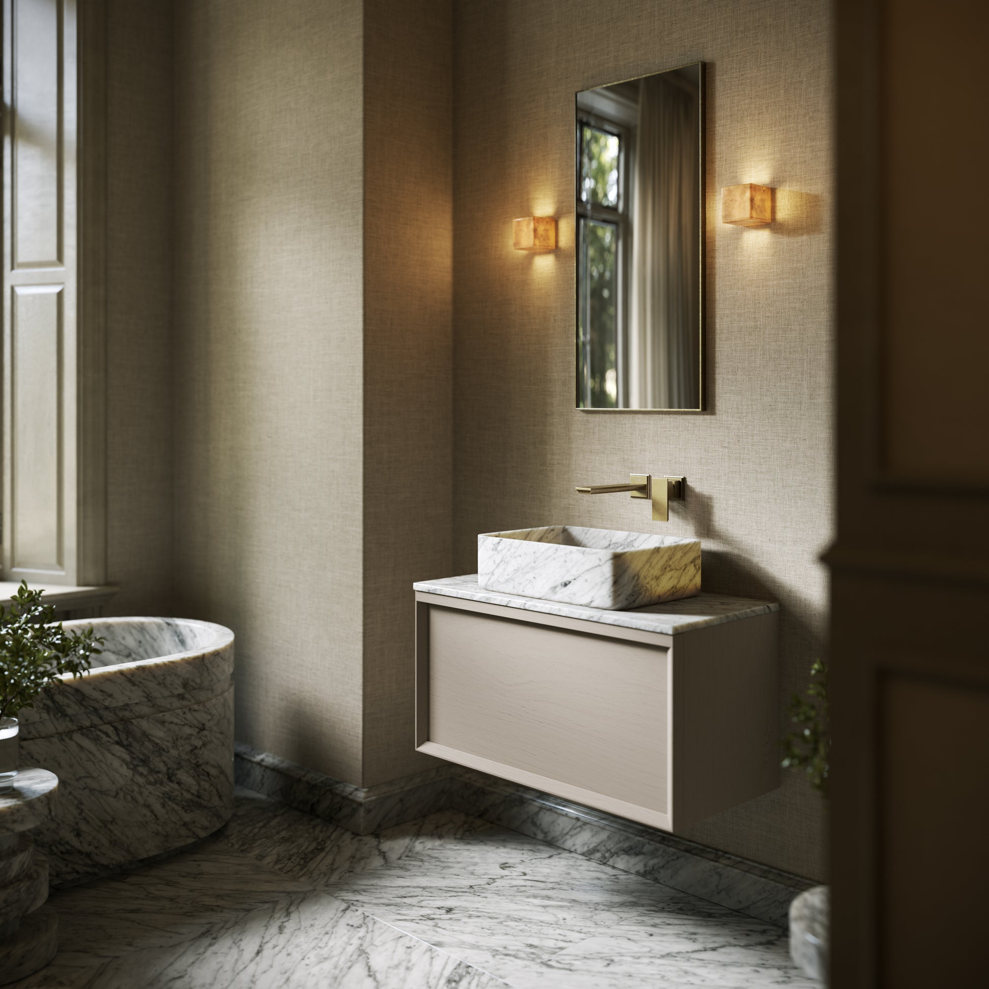 Kudos Carrara Marble Countertop Basin 455mm