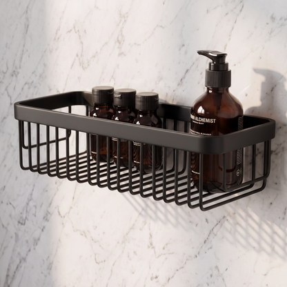 Luxe Matte Black Large Shower Storage Basket