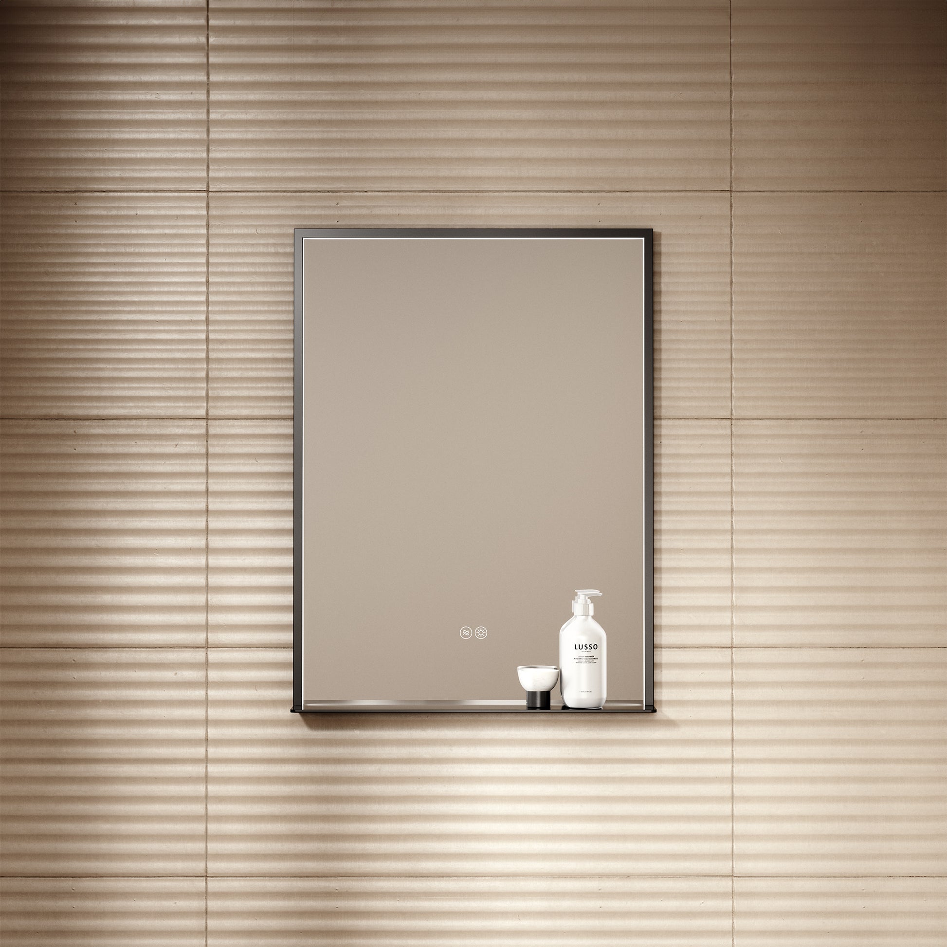 Lumiere Matte Black Mirror With Natural White LED light and Demister 600mm