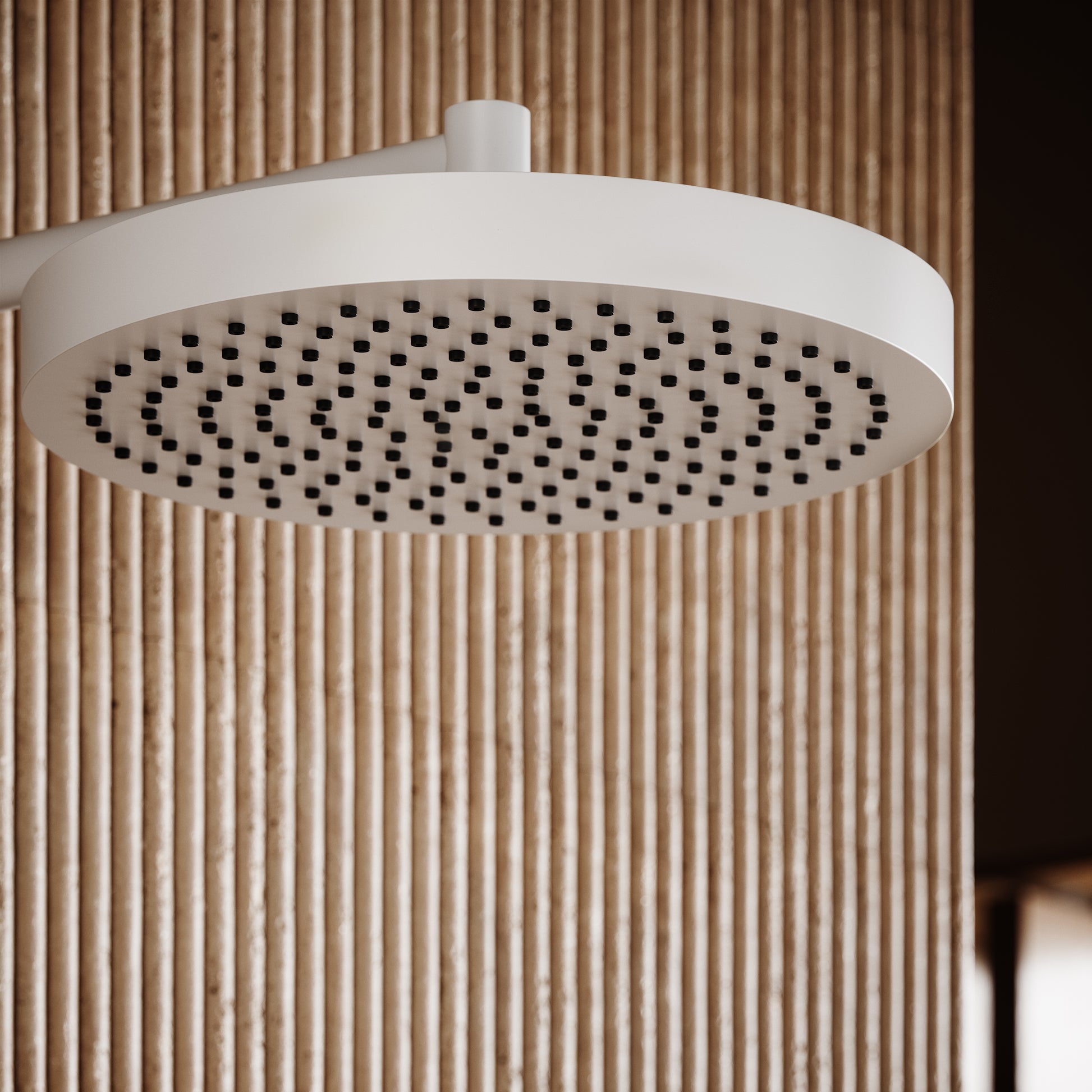 AcquaVita Matte White Push Button Rainfall Shower