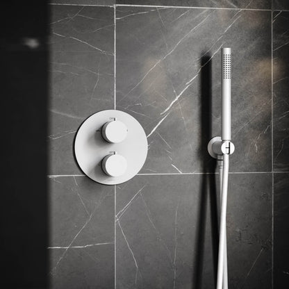 Luxe Silk Matte White Thermostatic Shower with Handheld Shower