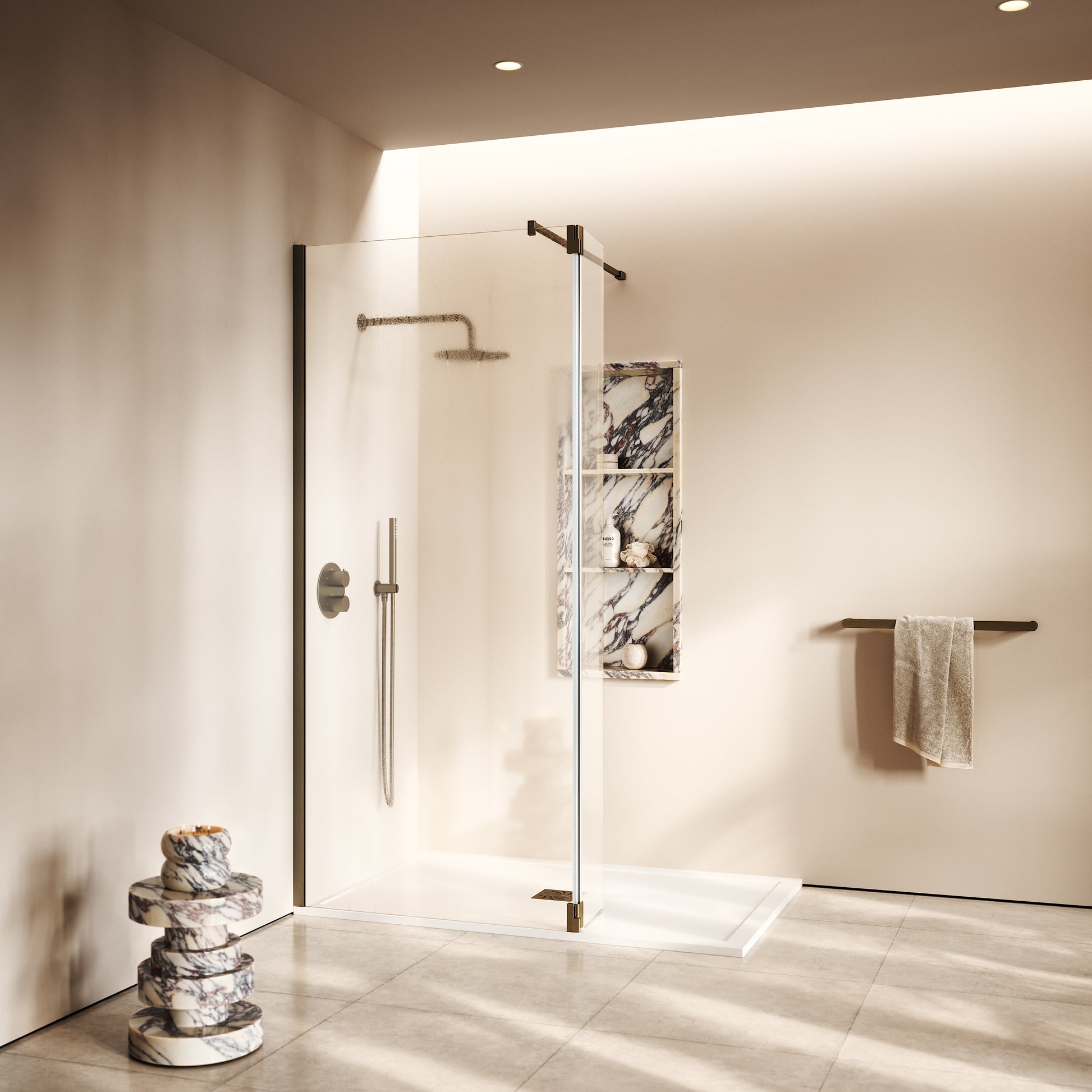 Modular Brushed Bronze Glass Deflector Panel 300mm