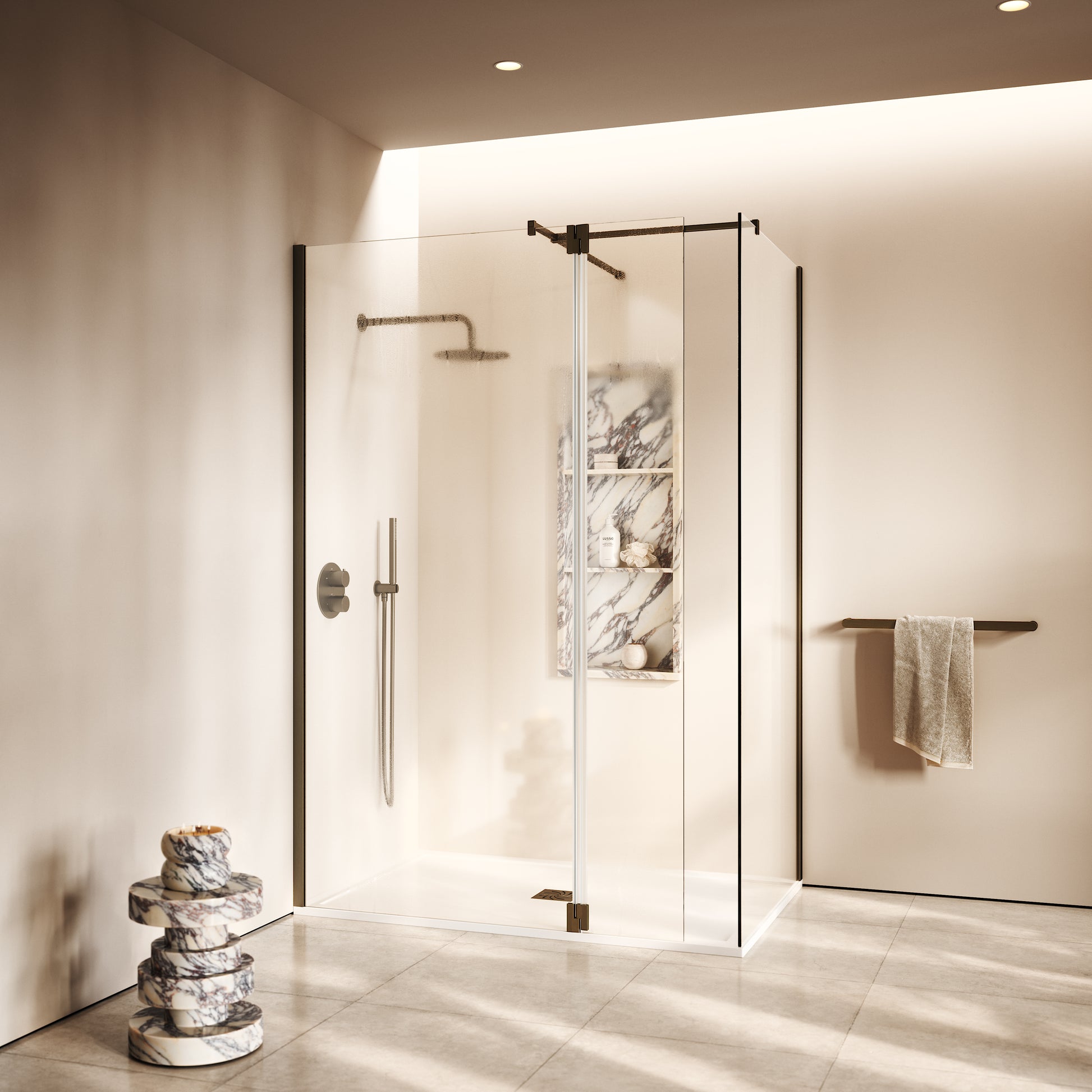 Modular Brushed Bronze Glass Deflector Panel 300mm