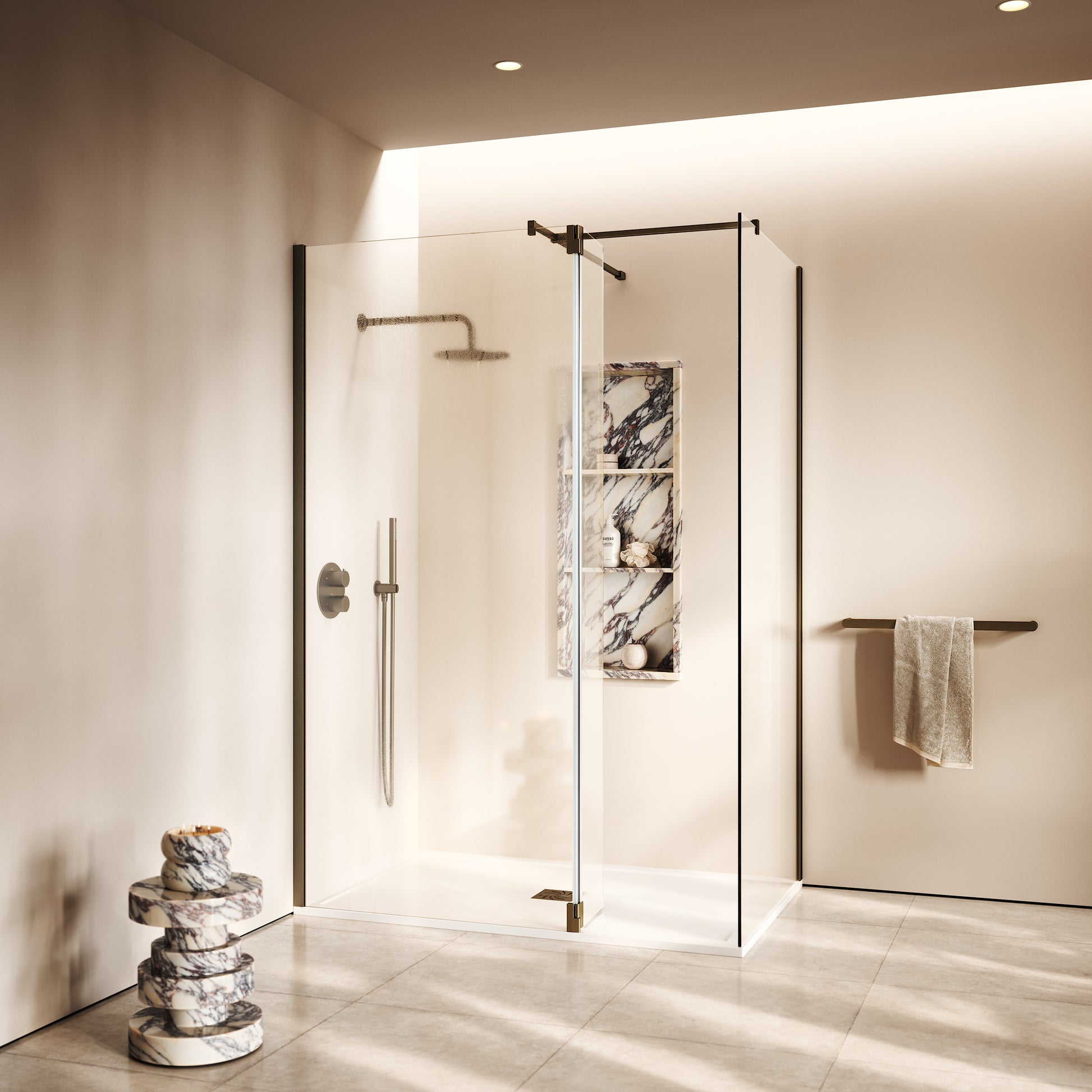 Modular Brushed Bronze Glass Deflector Panel 300mm