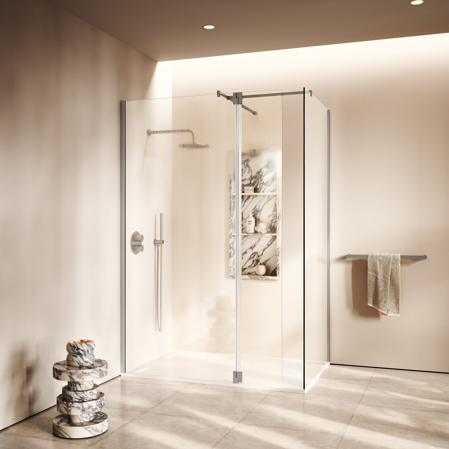 Modular Brushed Stainless Glass Deflector Panel 300mm