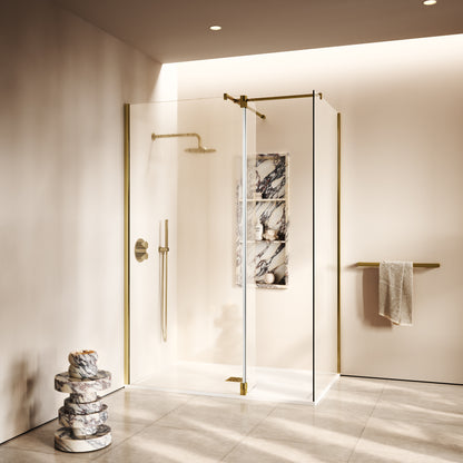 Modular Polished Brass Glass Deflector Panel 300mm