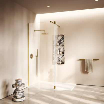 Modular Polished Brass Glass Deflector Panel 300mm