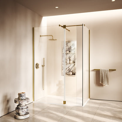 Modular Polished Brass Glass Deflector Panel 300mm