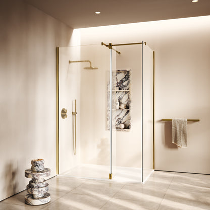 Modular Polished Brass Glass Deflector Panel 300mm