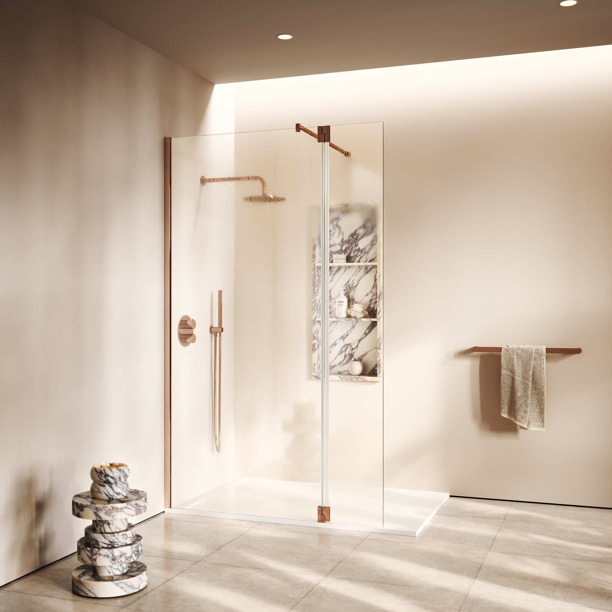 Modular Rose Gold Glass Deflector Panel 300mm