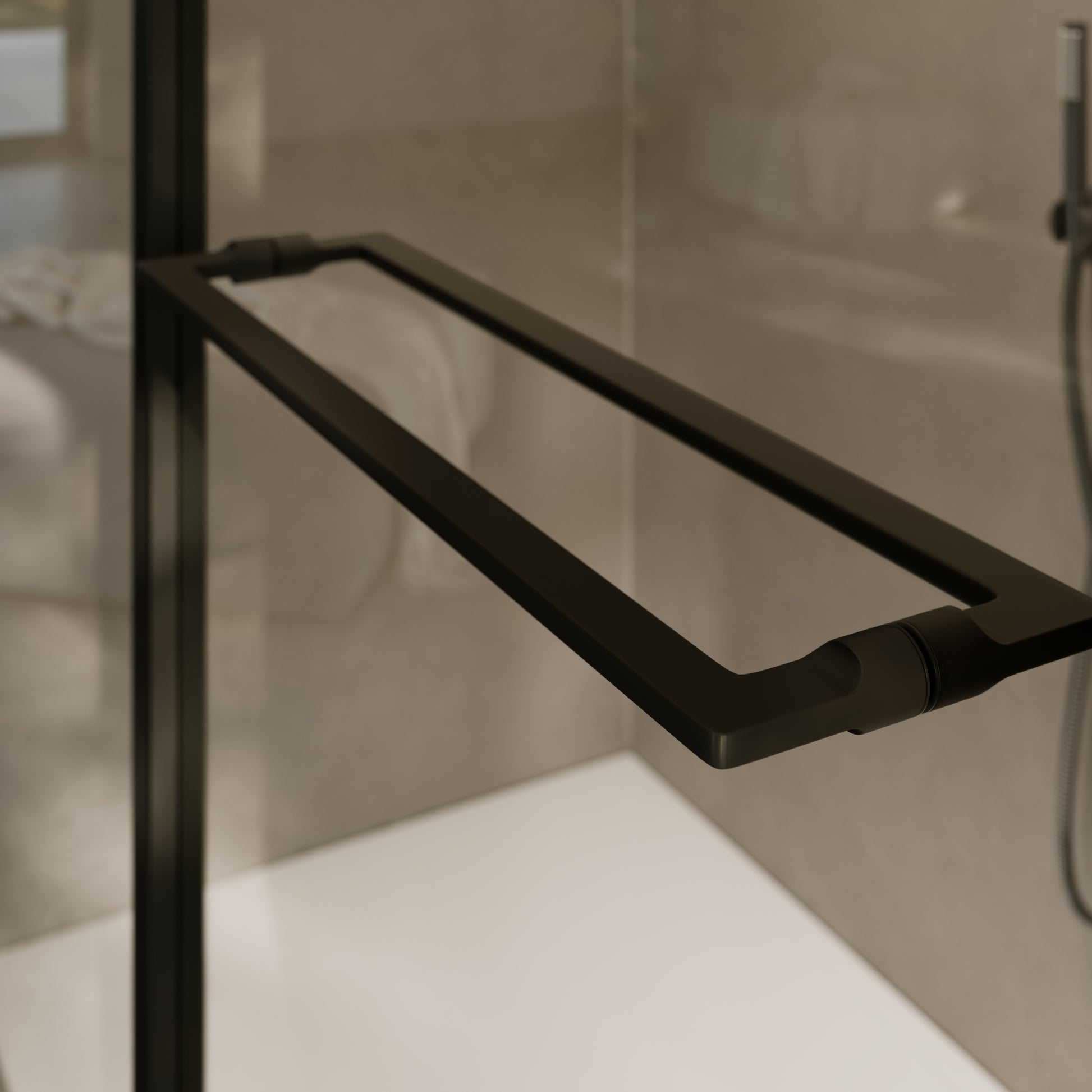 Nouveau Matte Black Hinged Shower Door & Screen (All Sizes)