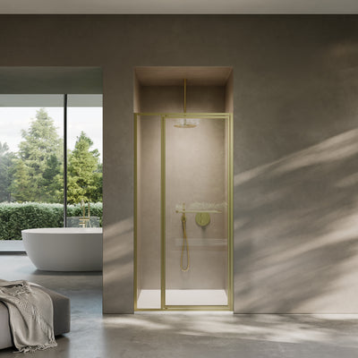 Nouveau Brushed Gold Hinged Shower Door & Screen (All Sizes)