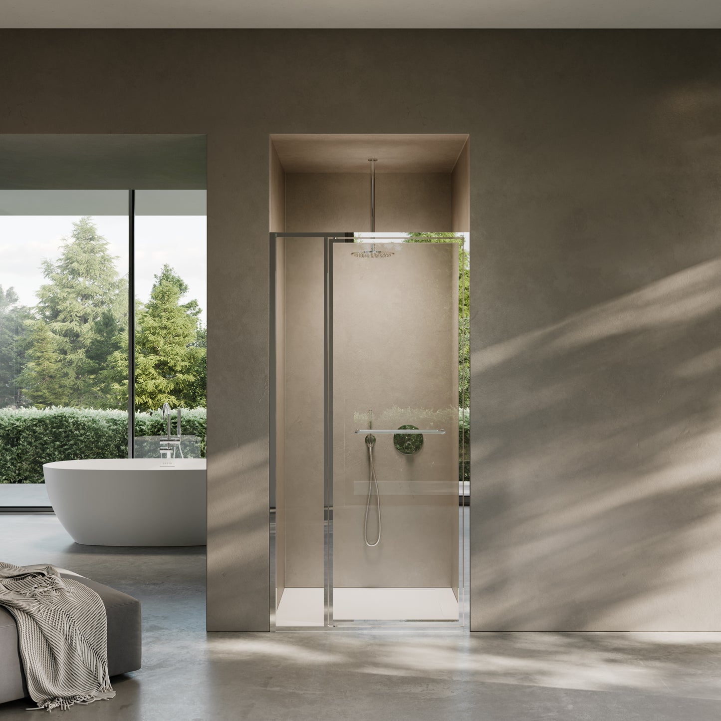 Nouveau Chrome Hinged Shower Door & Screen (All Sizes)