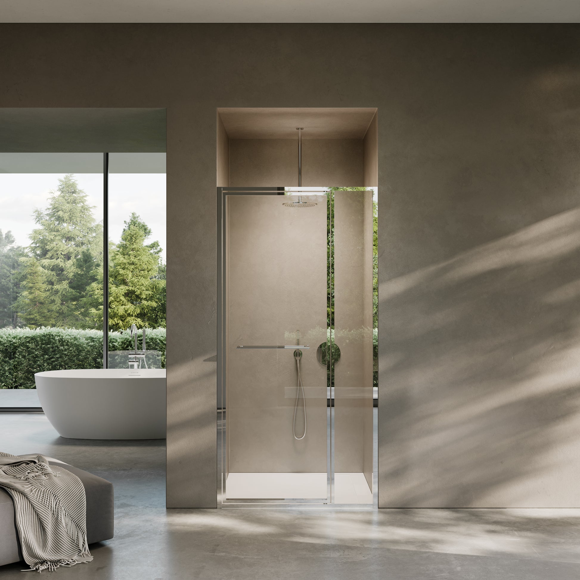 Nouveau Chrome Hinged Shower Door & Screen (All Sizes)