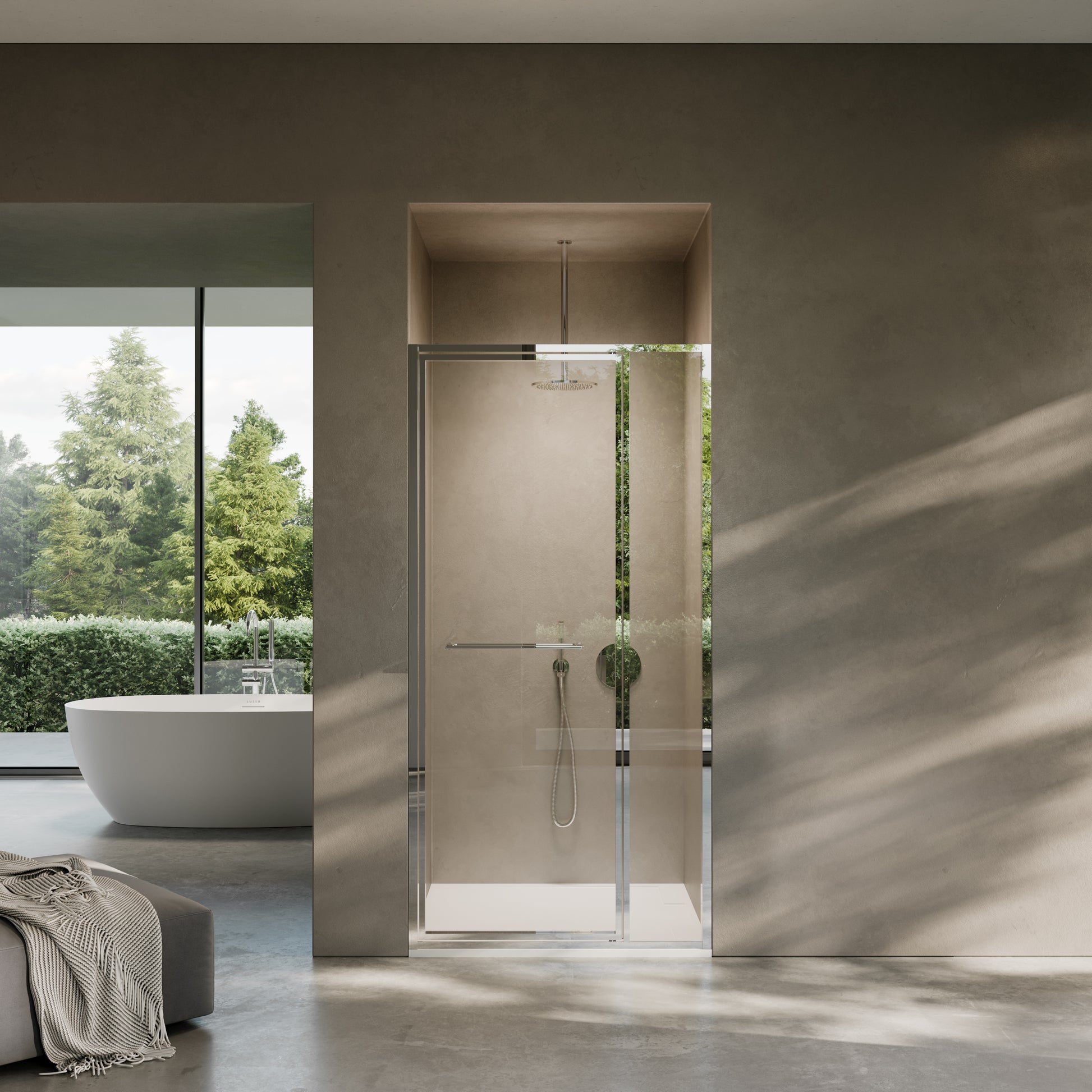 Nouveau Chrome Hinged Shower Door & Screen (All Sizes)