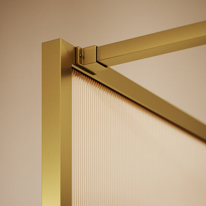 Opulence Reeded Glass Complete Walk In Shower Enclosure Brushed Gold - KIT B (ALL SIZES)