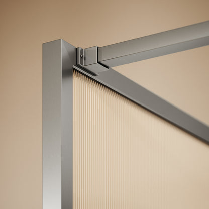 Opulence Fluted Glass Brushed Stainless Shower Screen