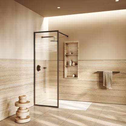 Opulence Fluted Glass Complete Walk In Shower Enclosure Deep Bronze - Kit A