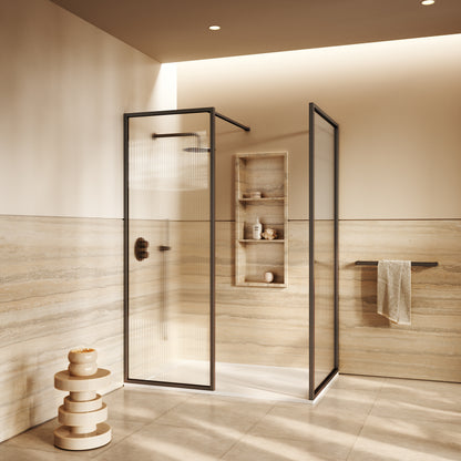 Opulence Fluted Glass Complete Walk In Shower Enclosure Deep Bronze - Kit B