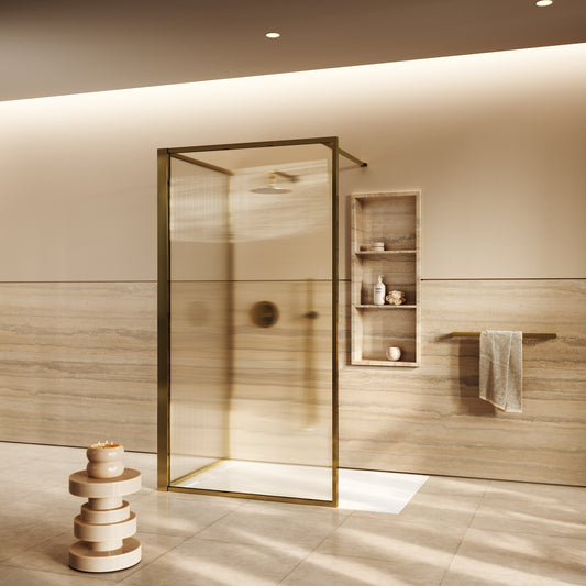 Opulence Polished Brass Complete Walk In Shower Enclosure - KIT C - All Sizes