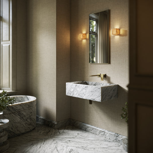 Patino Carrara Marble Wall Hung Basin 700mm