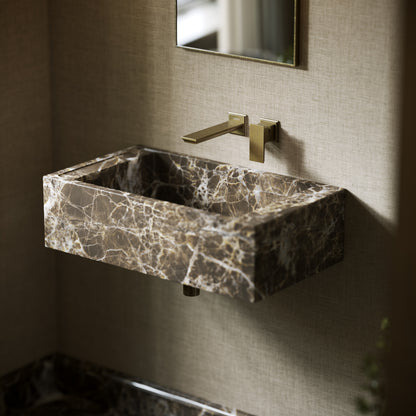 Patino Dark Emperador Marble Wall Hung Basin 700mm