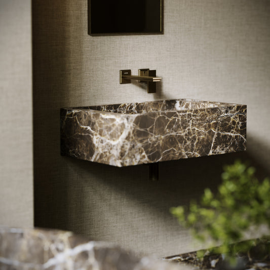 Patino Dark Emperador Marble Wall Hung Basin 700mm