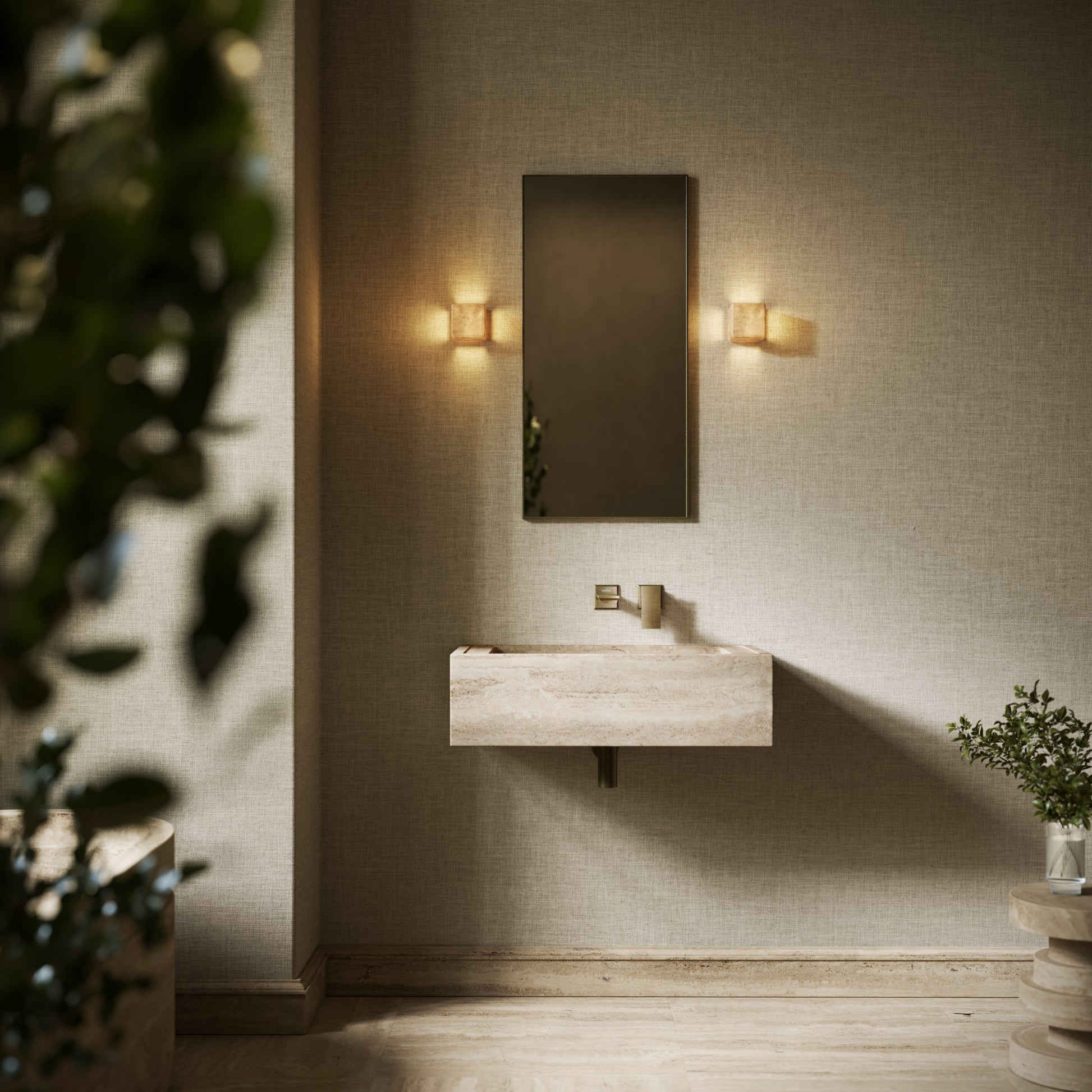 Patino Travertine Stone Wall Hung Basin 700mm