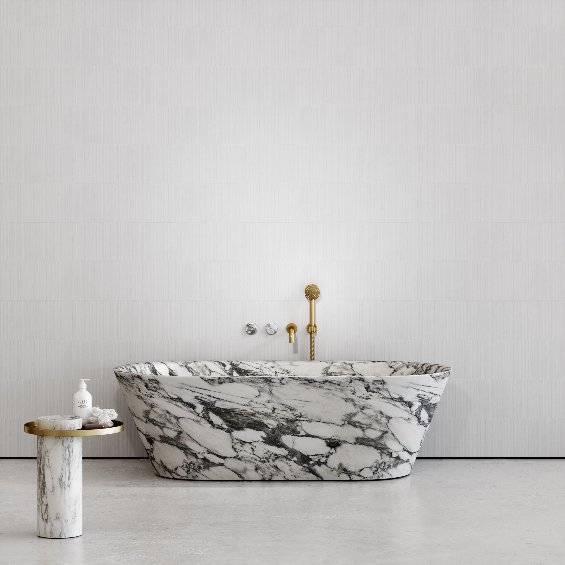 Porto Wall Mounted Bath Filler (Brushed Gold & Arabescato Marble)