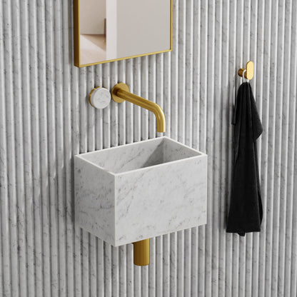 Porto Wall Mounted Basin Mixer Tap (Brushed Gold & Carrara Marble)
