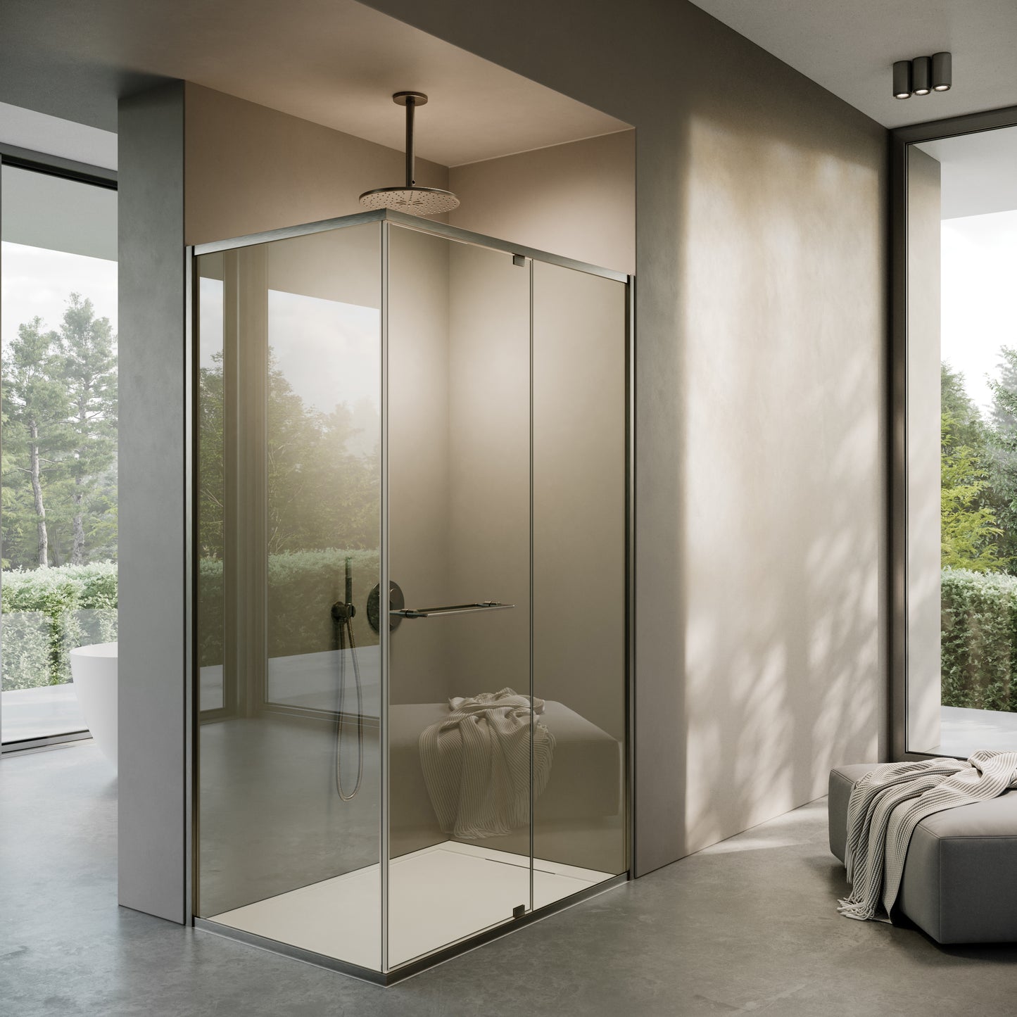 Portofino Brushed Bronze Reversible Shower Enclosure