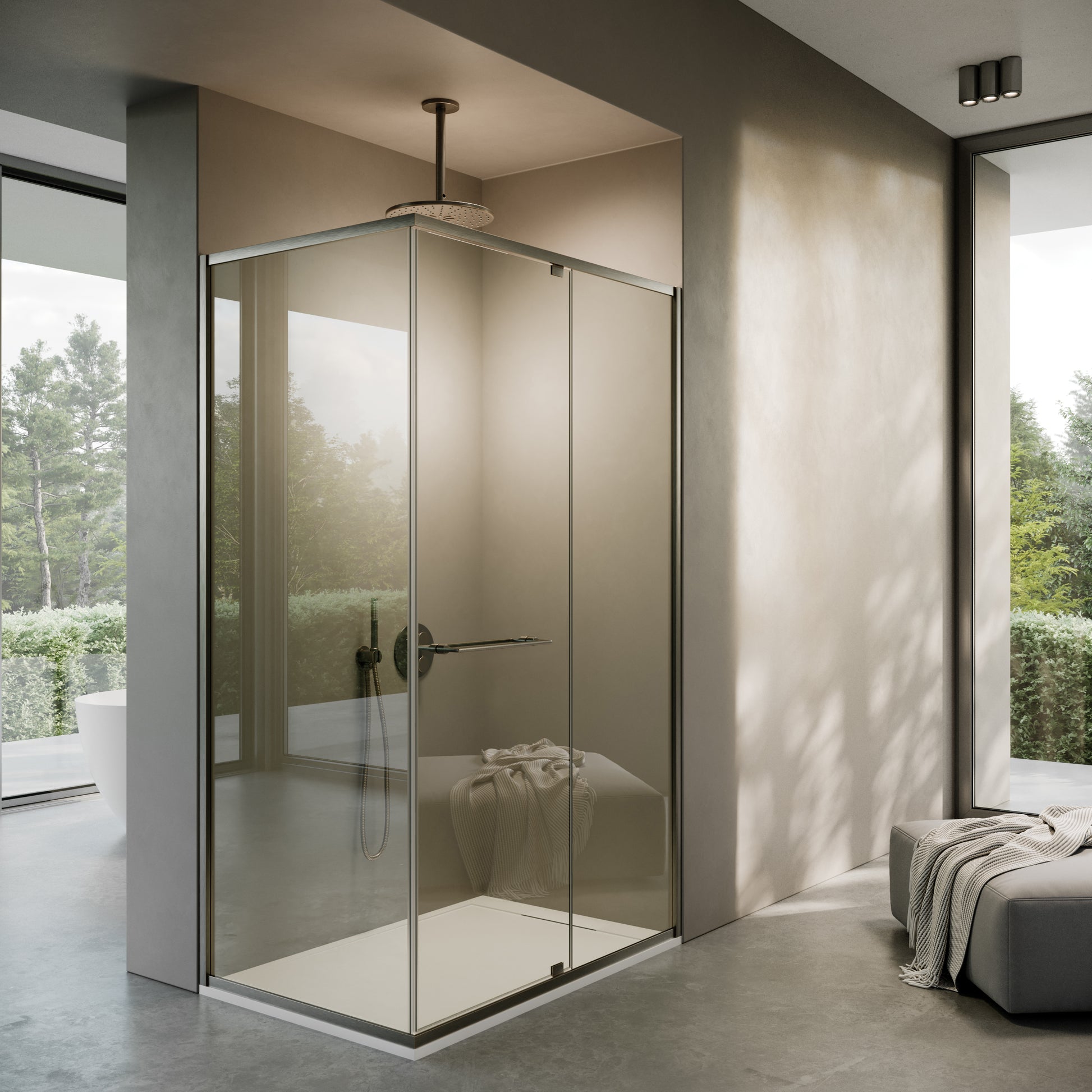 Portofino Brushed Bronze Reversible Shower Enclosure