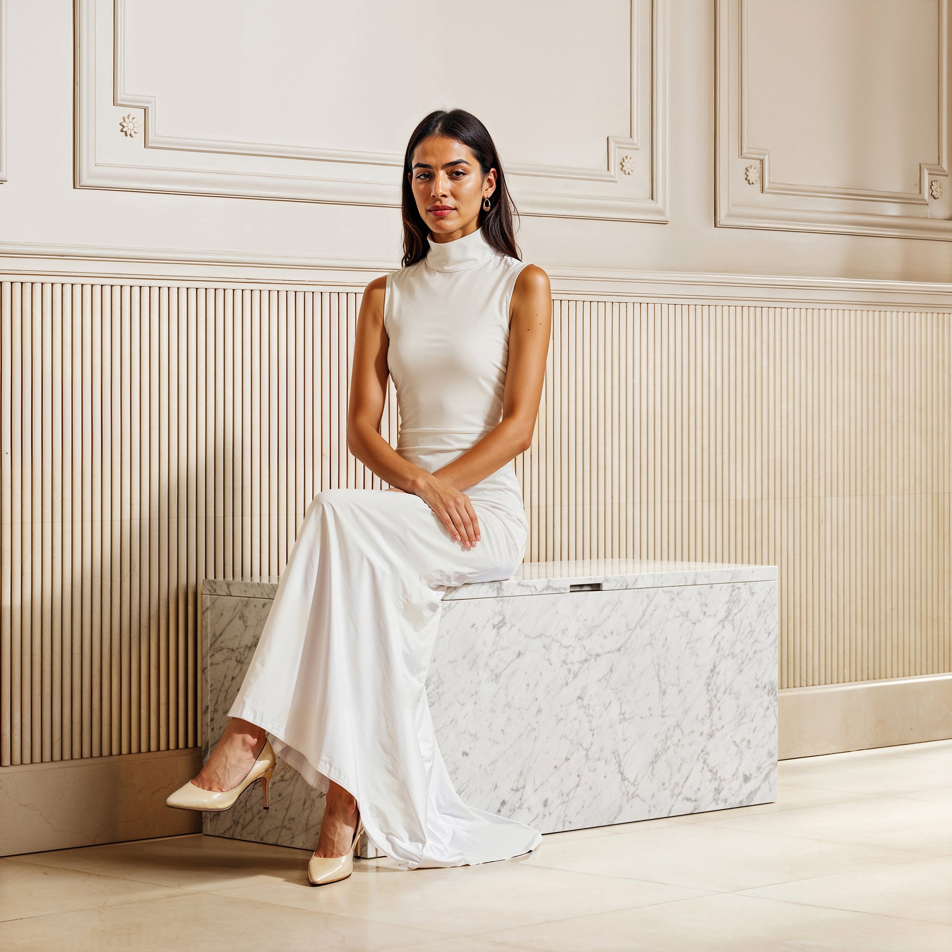 Carrara Marble Ottoman Storage Box 1000mm