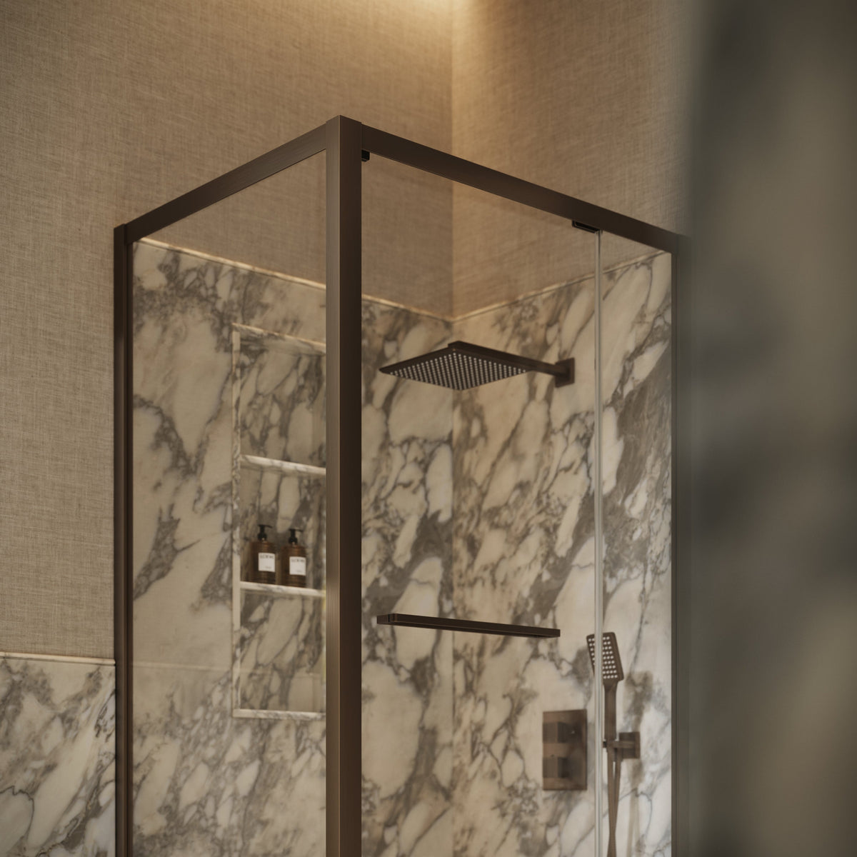Reve Sidesway Brushed Bronze Shower Enclosure 1000 x 800mm