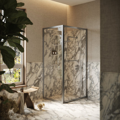 Reve Sidesway Brushed Stainless Shower Enclosure 1000 x 800mm