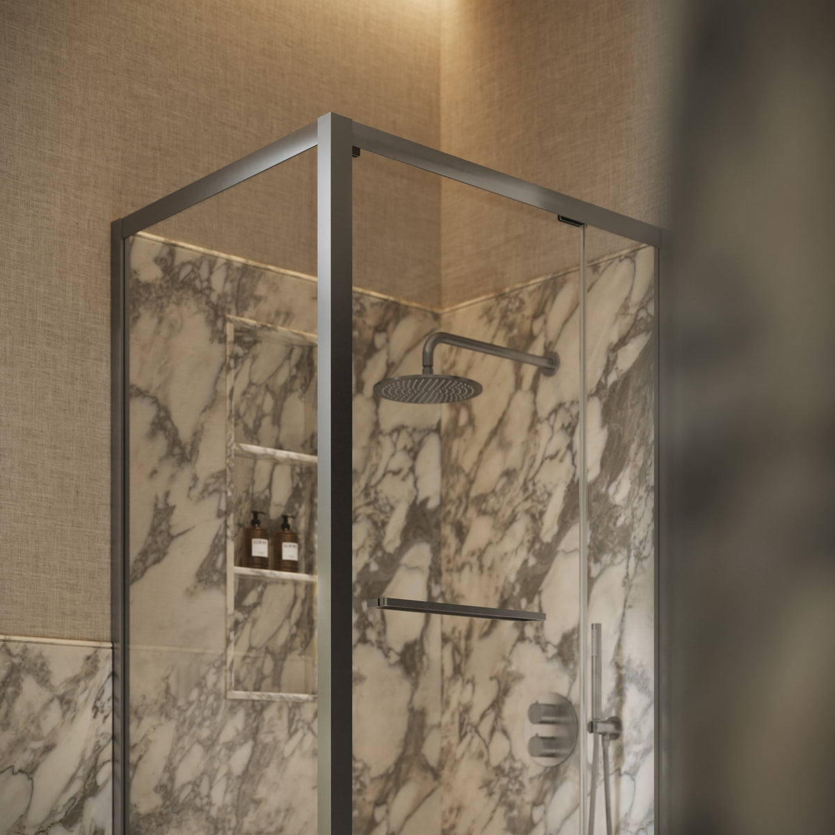 Reve Sidesway Brushed Stainless Shower Enclosure 1000 x 800mm